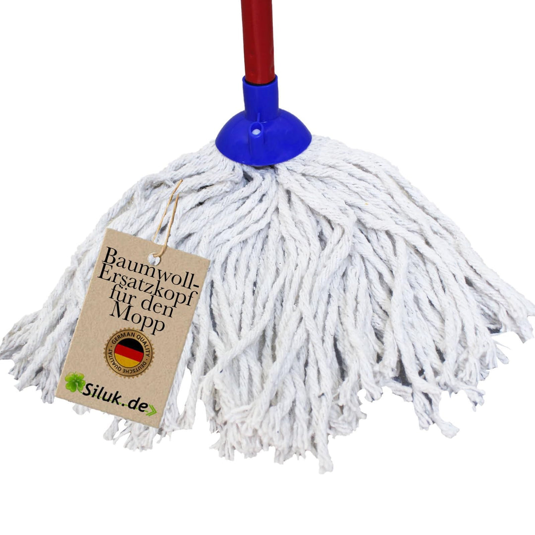 6 x Ersatzkopf für Leifheit Classic Mopp für Alle Flecken Entfernen Boden (Baumwoll_Schnüren), Baumw