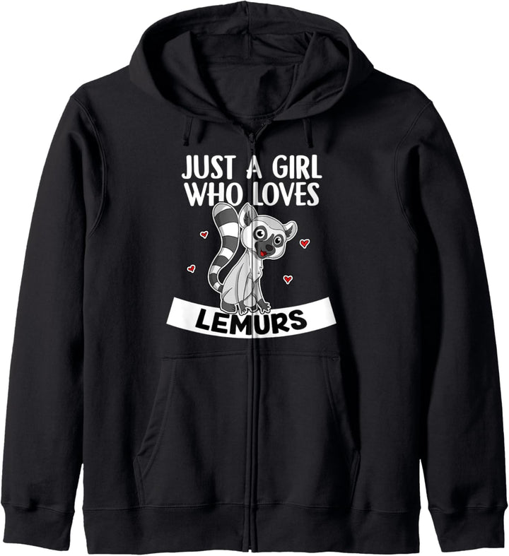 Just A Girl Who Loves Lemurs Lustiges Lemur Lemuren Kostüm Kapuzenjacke