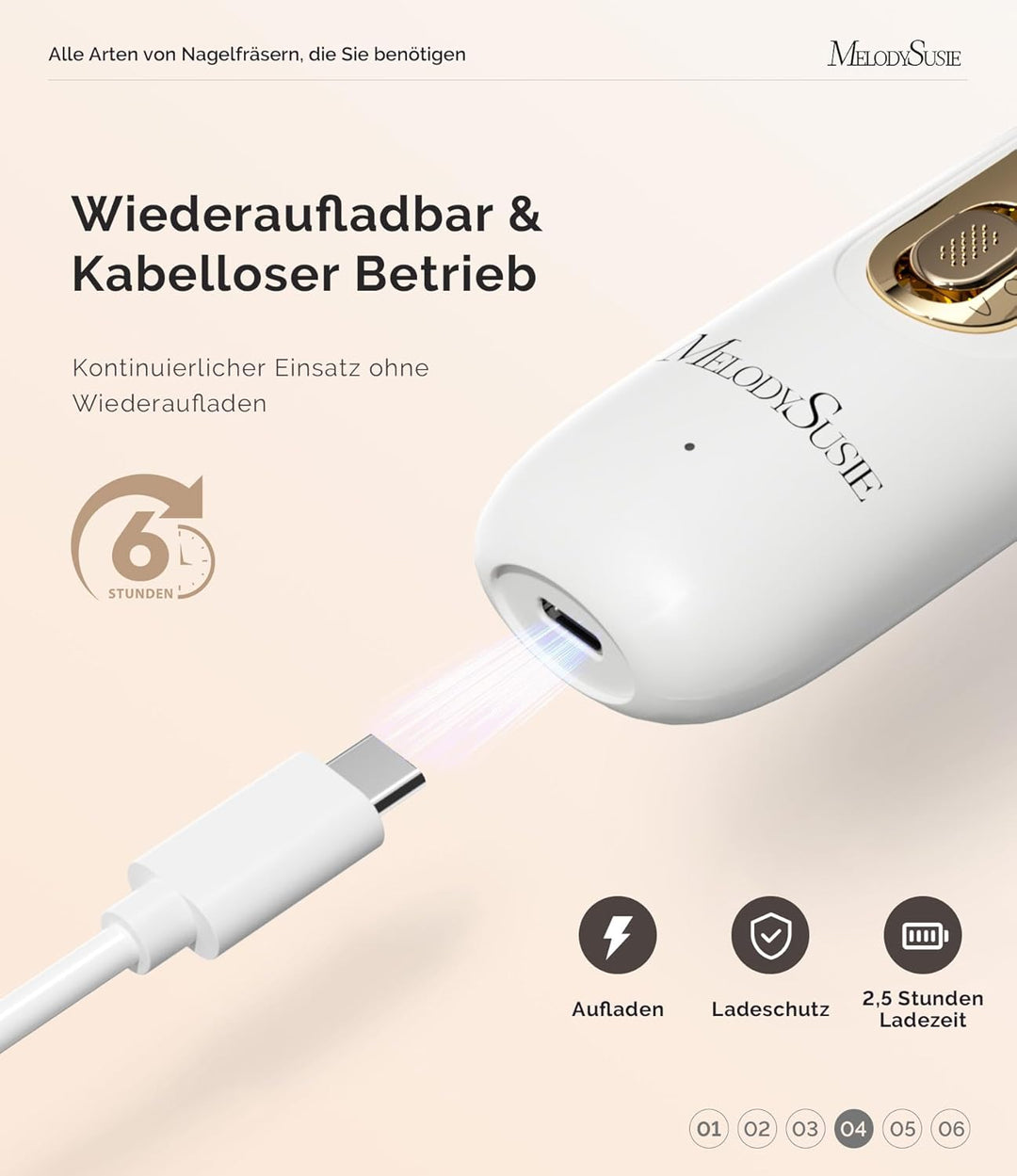 MelodySusie Professionelles Maniküre/Pediküre Set, PC760G 8 in 1 Elektrischer Nagelfräser mit 5 Gesc