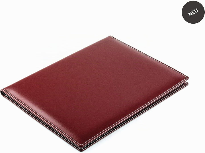 DELMON VARONE - Personalisierbare Schreibmappe DIN A4 aus Cambridge Top Grain Leder rot, Organizer K