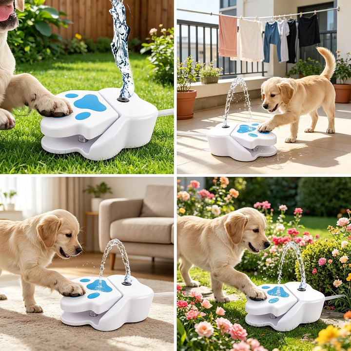 WADY Hunde Trinkbrunnen Outdoor - Automatischer Wasserspender mit Sprinkler für Hunde, Hydration Sta