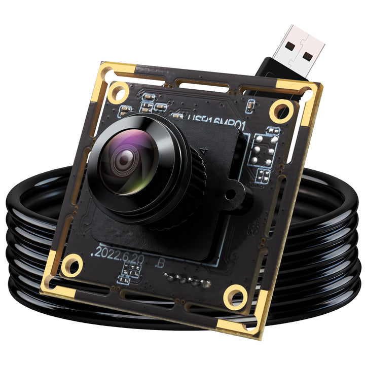 16MP USB Kameramodul mit Fischaugenobjektiv, 180° Weitwinkel, USB 2.0 Webcam UHD 4K, Plug & Play für