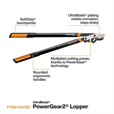 Fiskars 394801-1003 PowerGear2 Bypass Lopper, 32 Inch, Black/Orange, US import