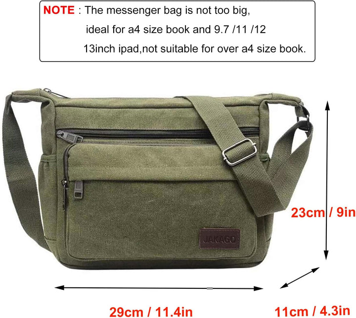 JAKAGO Wasserdichte Umhängetasche Herren,Multi-Tasche aus Segeltuch,Arbeit Taschen für Herren & Dame