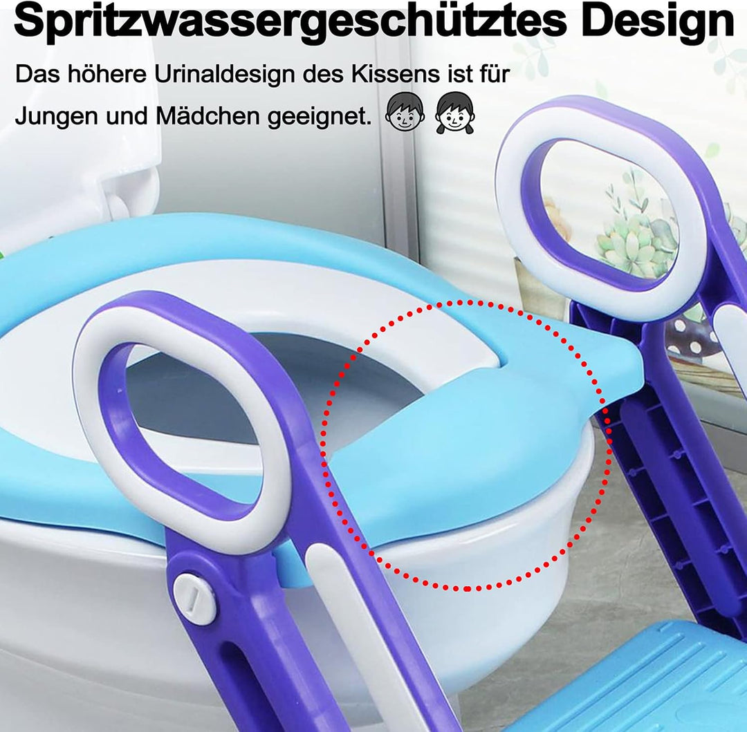 XMTECH Kinder Toilettentrainer Toilettensitz mit Treppe Faltbar Töpfchentrainer WC Trainer Höhenvers