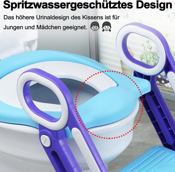 XMTECH Kinder Toilettentrainer Toilettensitz mit Treppe Faltbar Töpfchentrainer WC Trainer Höhenvers