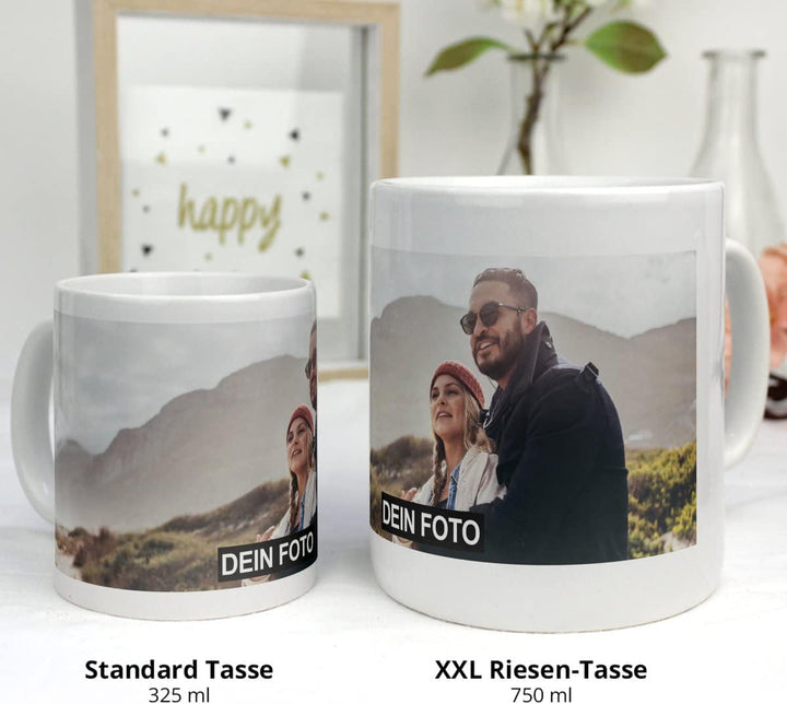 XL XXL Tasse 'Collage' - Personalisierte Fototasse mit eigenem Foto und Text - Grosse Tasse selbst g