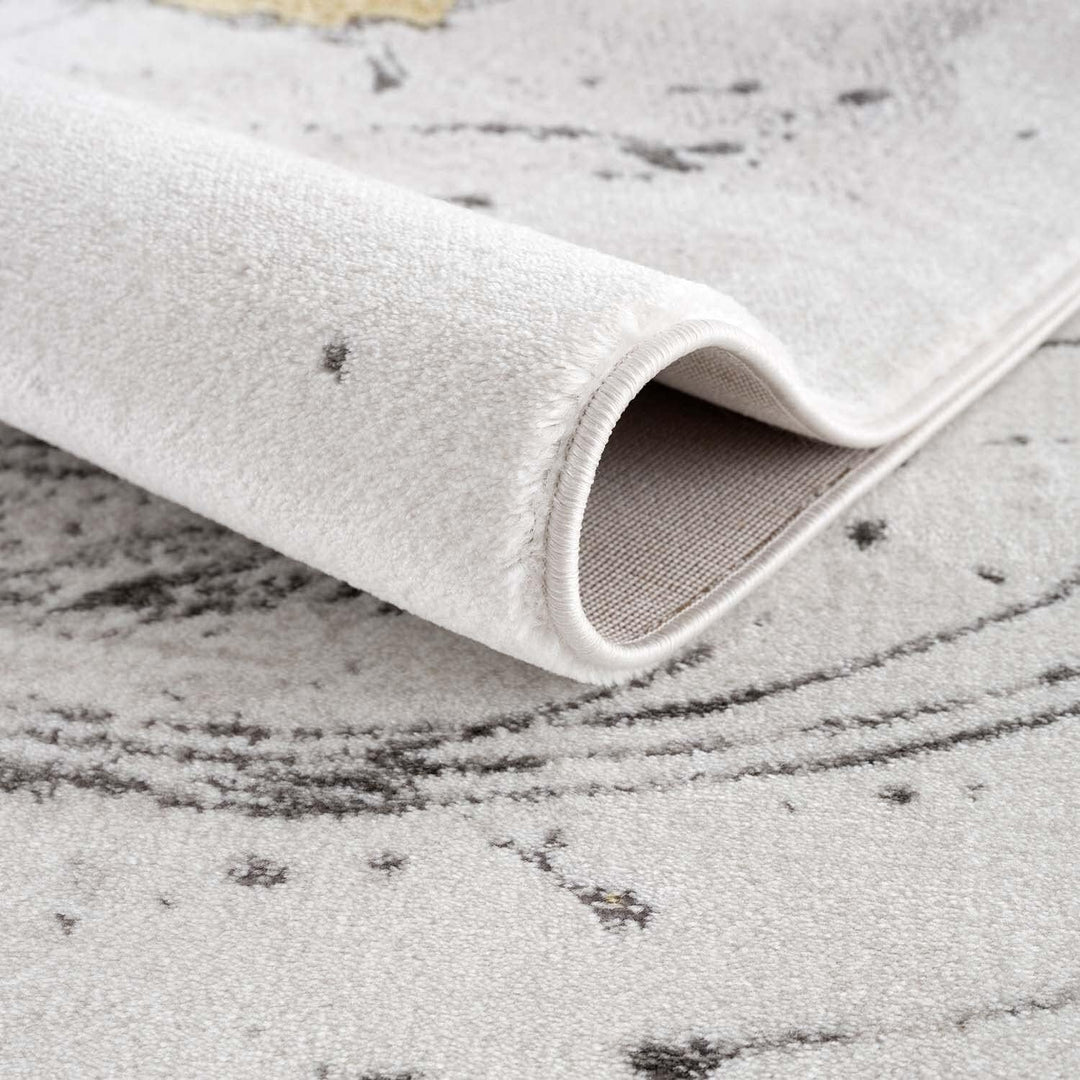 carpet city Teppich Wohnzimmer - 120x170 cm Kurzflor Grau, Golden - Meliert Abstraktes Muster - Mode