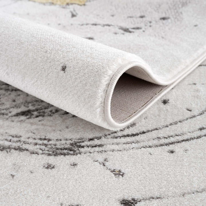 carpet city Teppich Wohnzimmer - 120x170 cm Kurzflor Grau, Golden - Meliert Abstraktes Muster - Mode