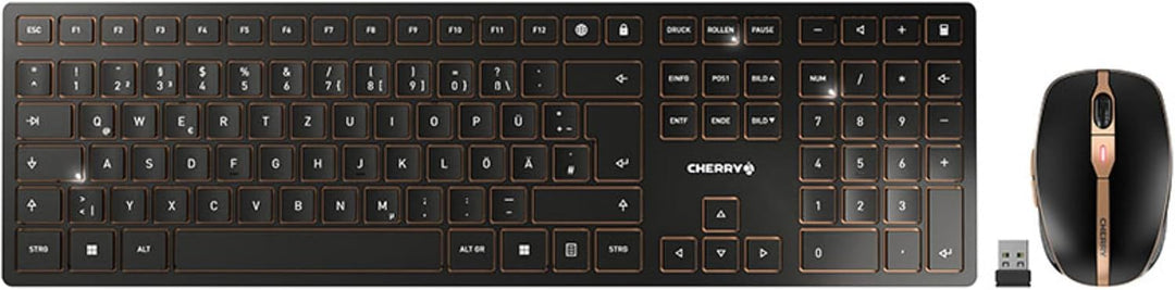 CHERRY DW 9100 SLIM, Kabelloses Tastatur- und Maus-Set, Deutsches Layout (QWERTZ), Bluetooth & 2,4 G