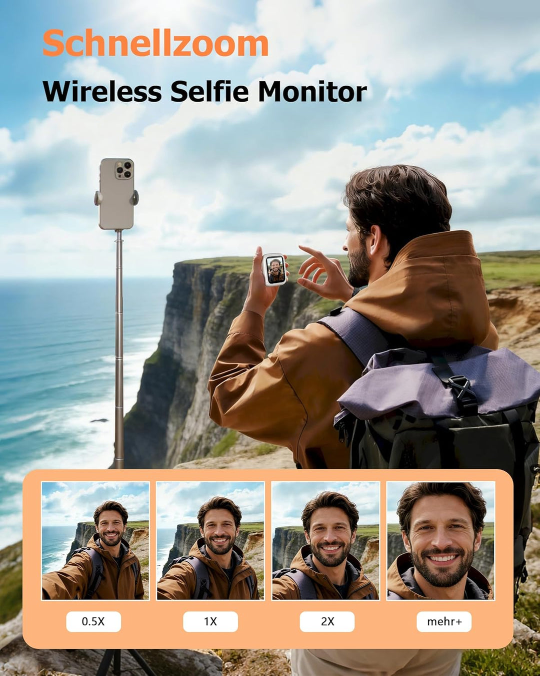 Handy Selfie Monitor für i-Phone/Android, Kabellos Magnetischer Vlog Selfie Monitor Bildschirm, Wire