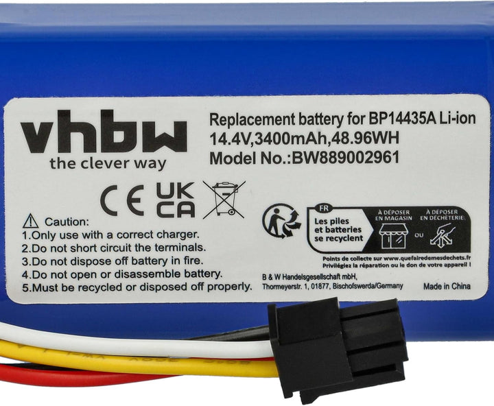 vhbw 1x Akku Ersatz für Samsung DJ81-00171A für Saugroboter (3400 mAh, 14,4 V, Li-Ion)