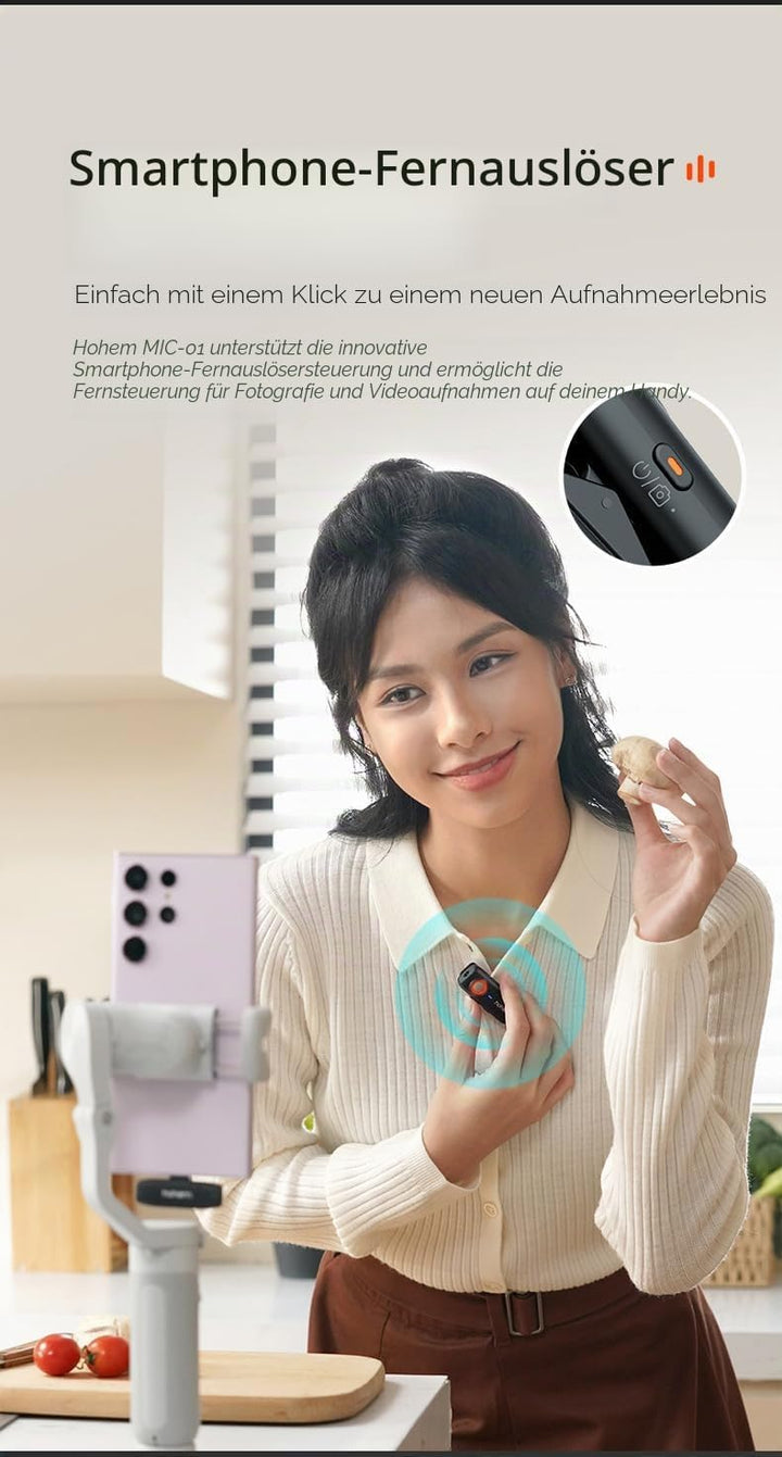 hohem MIC-01 Wireless Lavalier Mikrofon für iPhone iPad, mit Geräuschunterdrückung, MFi-Zertifiziert