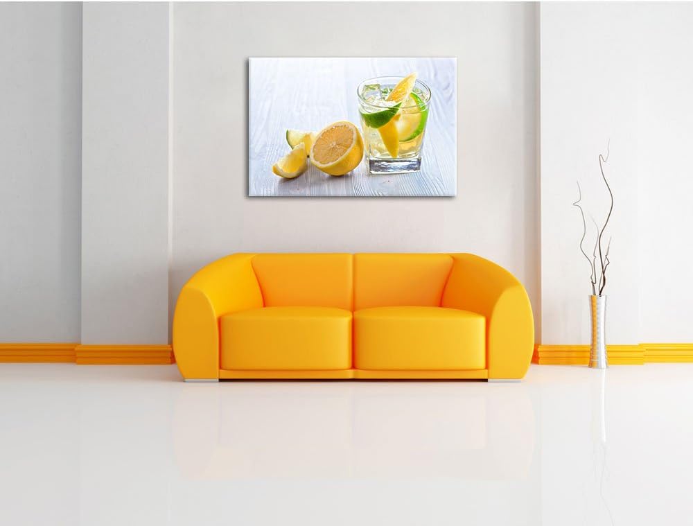 Pixxprint Gin Tonic Shot mit Zitronen, Format: 100x70 auf Leinwand, 100x70