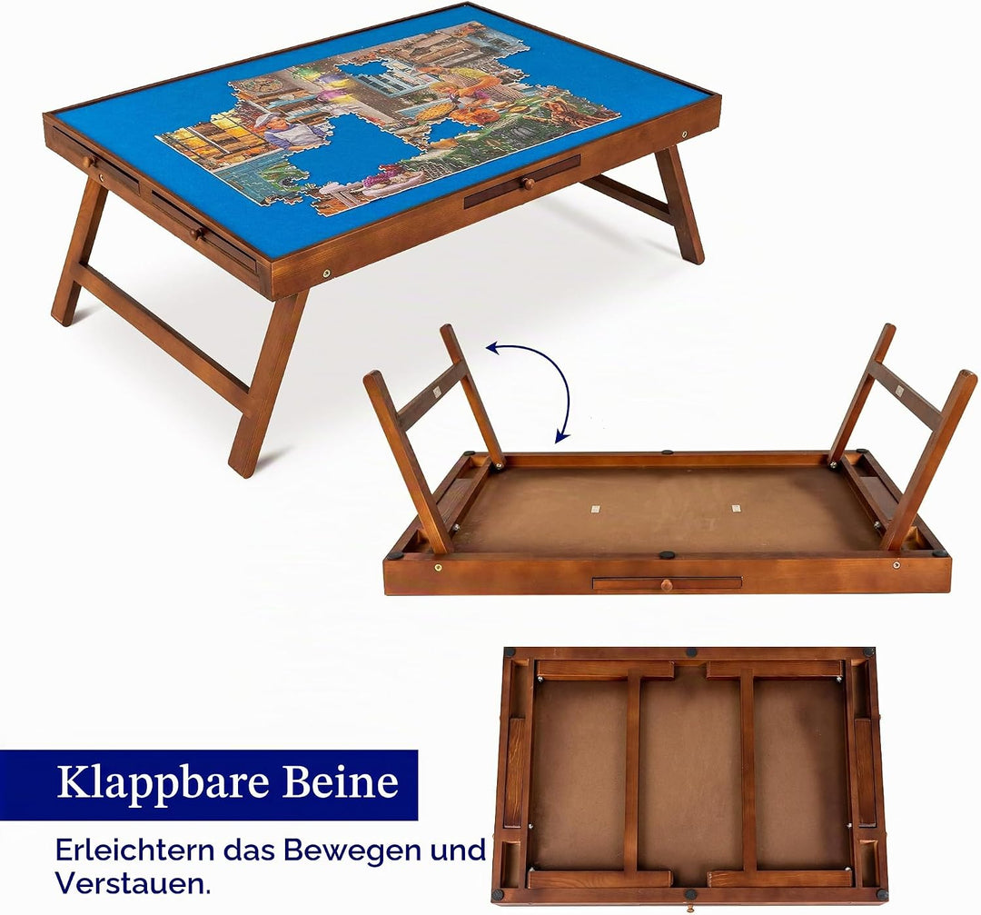 Tektalk Puzzletisch mit klappbaren Tischbeinen &amp;; kippbarem Ständer, Puzzlebrett mit PP-Abdeckung &amp;;
