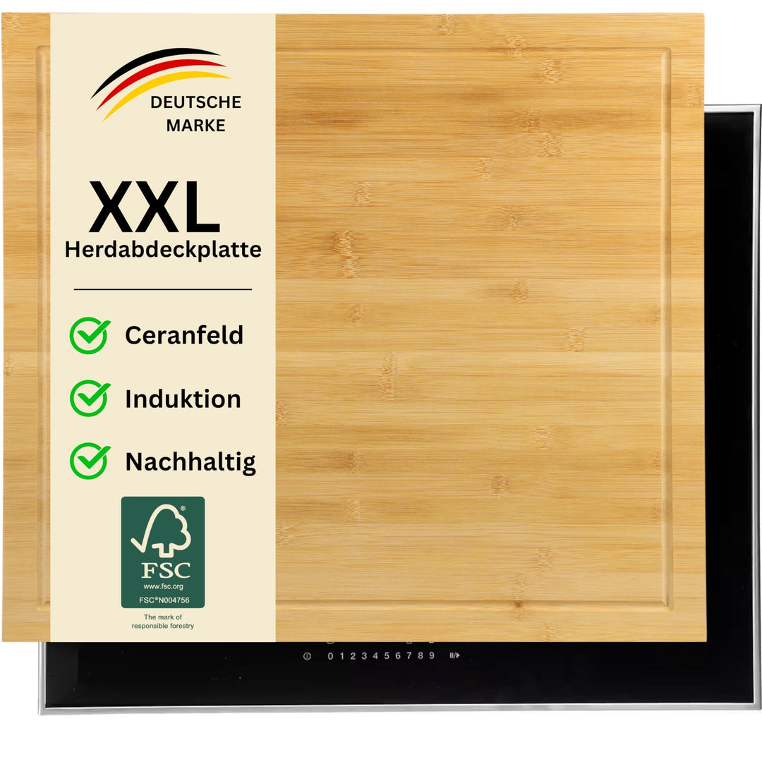 MOON HOME Schneide- und Abdeckplatte - Eclipse, aus nachhaltigem FSC Bambus/Holz, antibakteriell, gr