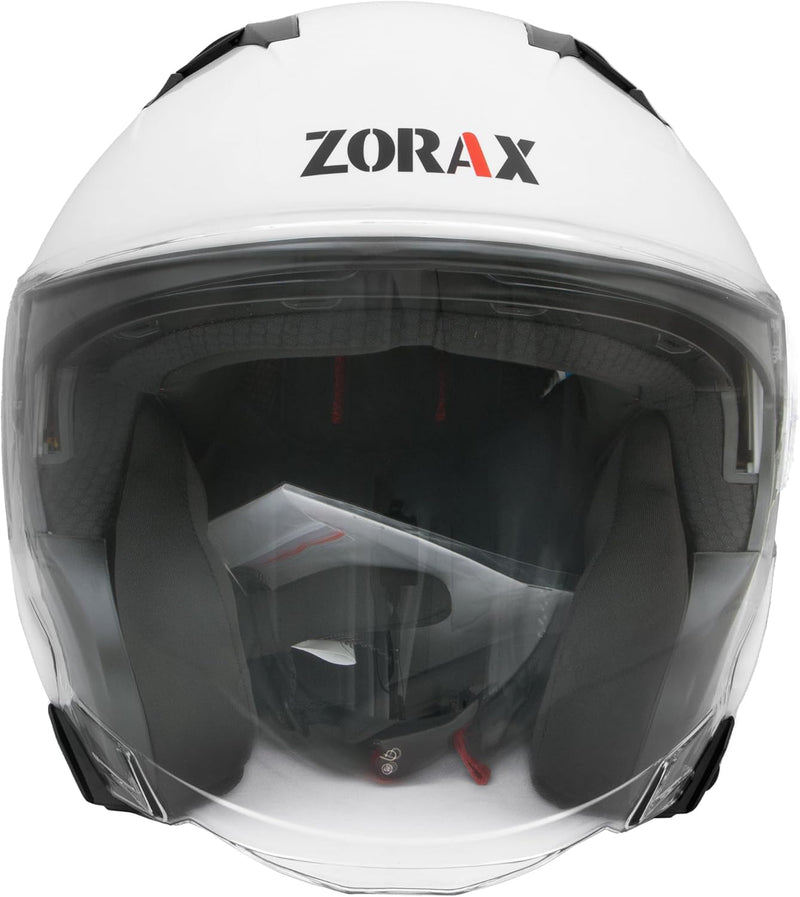 Zorax Weiss XL (61-62cm) ZOR-602 Offenes Gesicht Jethelme mit Doppelvisier Motorradhelm Damen und He