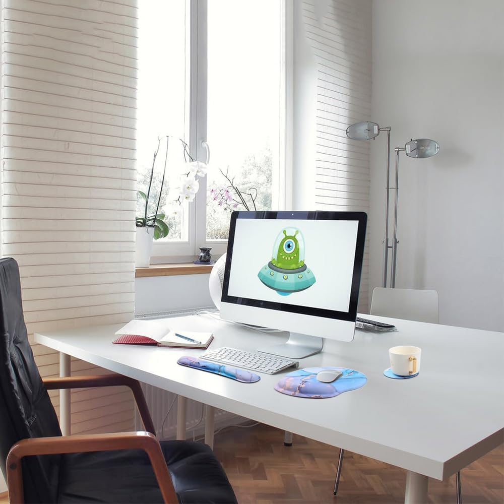 3-in-1 Handgelenkauflage Set, Mauspad mit Gelkissen+Handballenauflage Tastatur+Untersetzer,Ergonomis