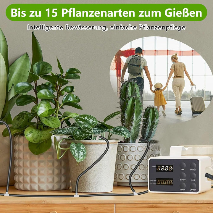 Automatische Bewässerung, Bewässerungssystem für 15 Topfpflanzen, Zeitgesteuertes Bewässerungssystem