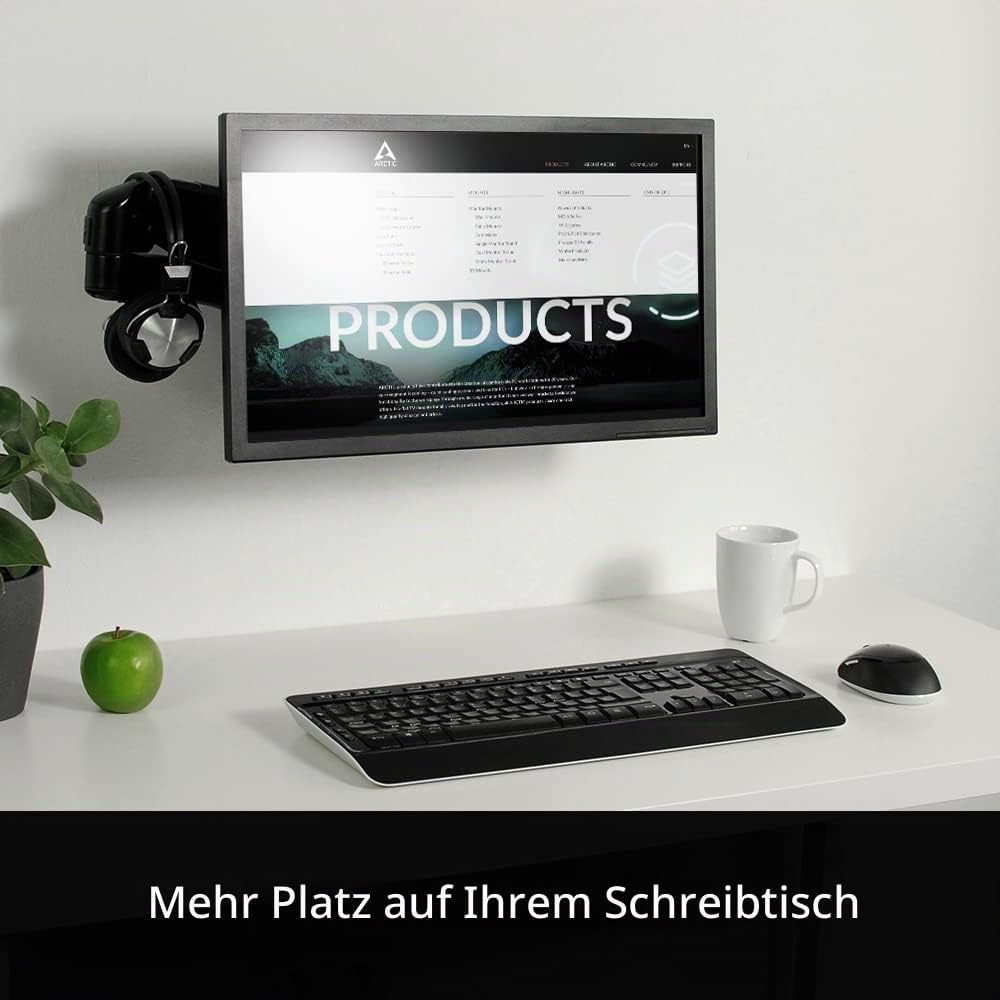 ARCTIC W1-3D - Monitor Halterung mit Gaslifttechnik, Monitorarm zur Befestigung an der Wand, für bis