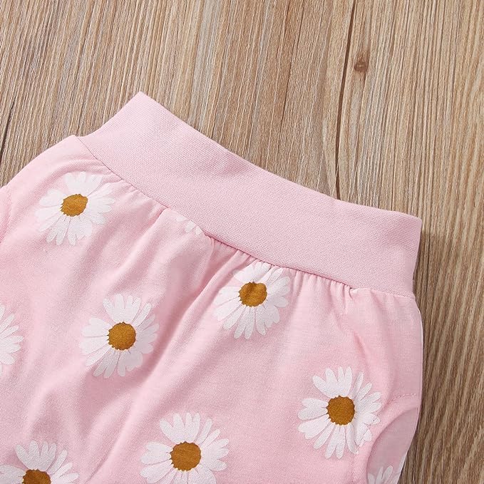 Neugeborene Säugling Baby Mädchen Kleidung Langarm Daisy Blume Sweatshirt+Hosen+DIY Stirnband Outfit