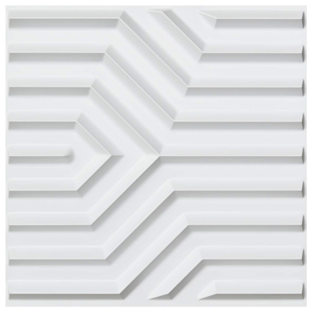 Art3d Wandpaneele PVC 3D geometrisches Mate-Design mattweiss 50 x 50 cm 12 Stück 50x50cm Mattweiss,