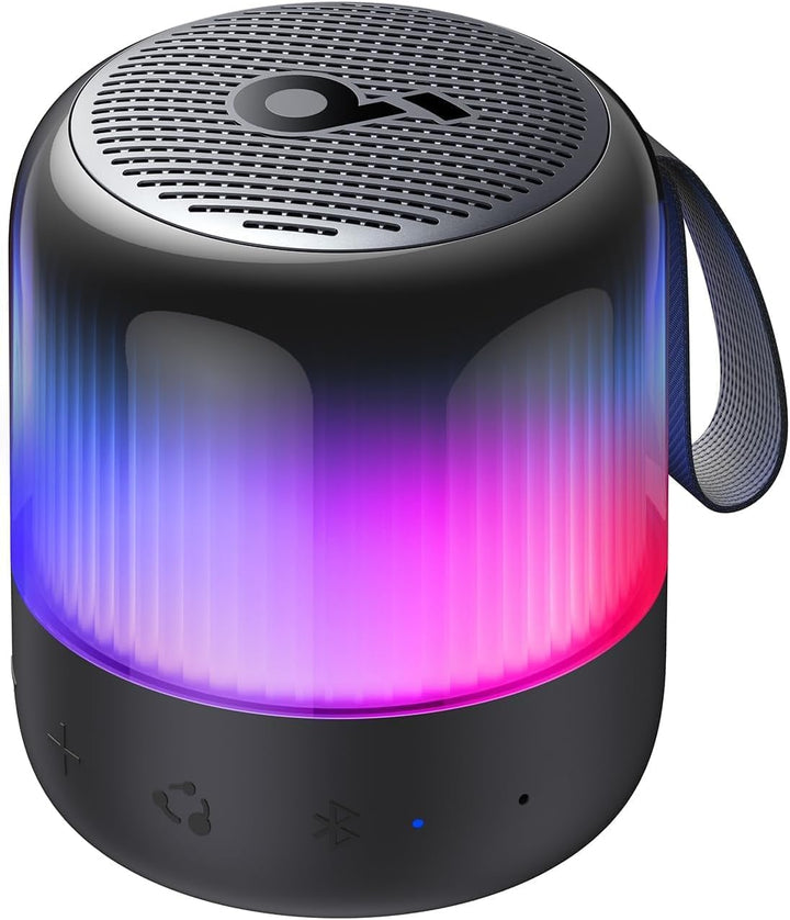 soundcore Glow Mini Speaker, Tragbarer Bluetooth-Lautsprecher, 360° Sound, Lichtshow, 12h Spielzeit,