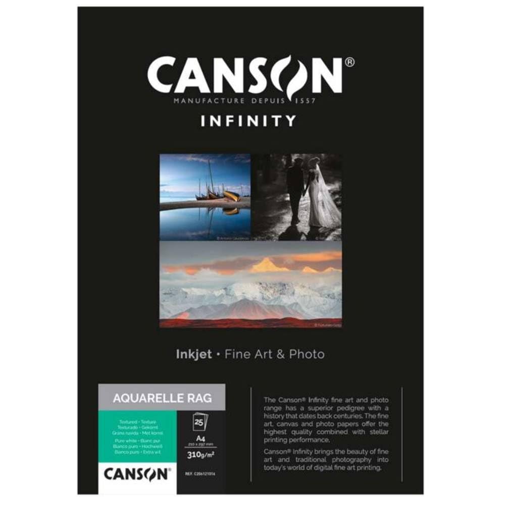 CANSON - Infinity InkJet FineArt Fotopapier ARCHES AQUARELLE RAG A3 - 25 Blatt 310g/qm, A3 29,7x42 c
