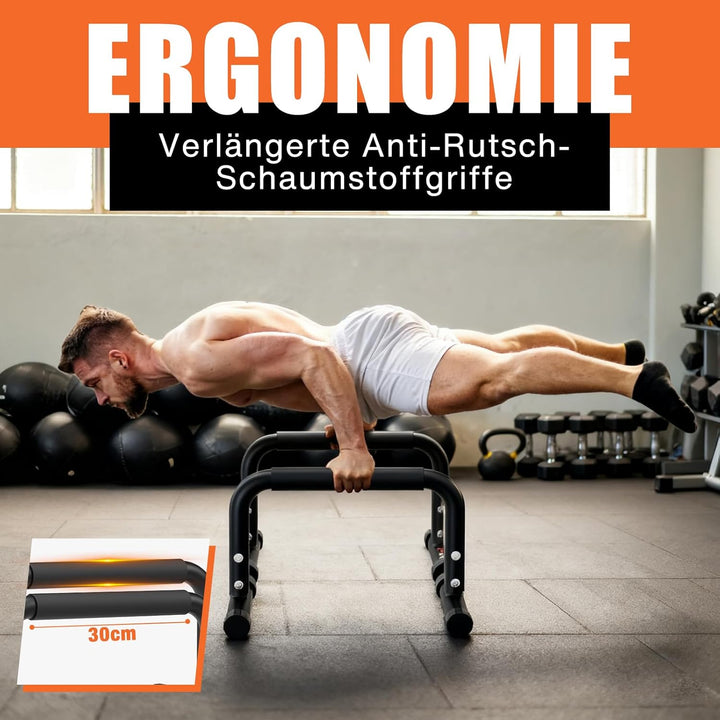 DH FitLife Verstellbare Bars (30-35cm) für Calisthenics | 2 Stufige Liegestützgriffe & Parallettes |