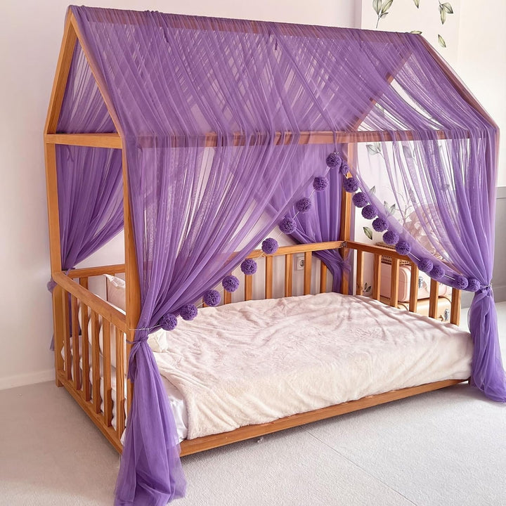Montessori Betthimmel für Kinderzimmer, weicher Tüll, Hausbetthimmel, Kleinkind-Bodenbett-Dekoration