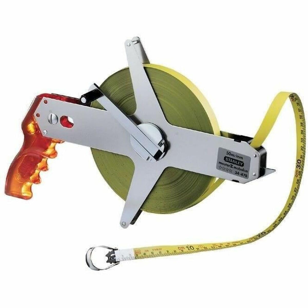 Stanley Rahmenbandmass Master II Stahl (30 m Länge, unempfindlich, 1 mm Markierung, mit Fixhaken) 1-
