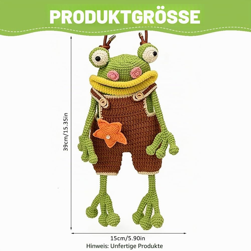 OPVXZAD DIY Häkeln Frosch Handytasche Set Handgemachter Frosch Umhängetasche mit Garn Füllwatte Zube