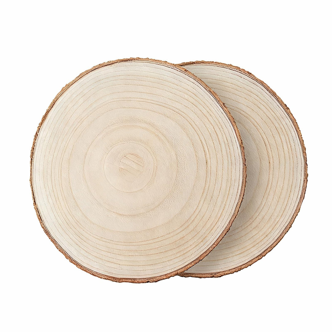 30-34cm Grosse Baumscheibe 2pcs holzscheiben mit Rinde Untersetzer Holz Log Rustikale Kerzenständer