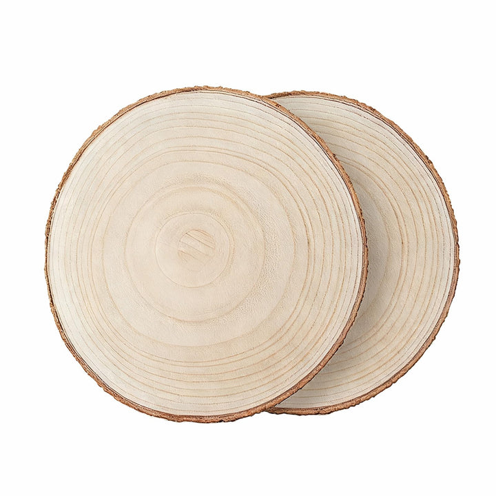 30-34cm Grosse Baumscheibe 2pcs holzscheiben mit Rinde Untersetzer Holz Log Rustikale Kerzenständer