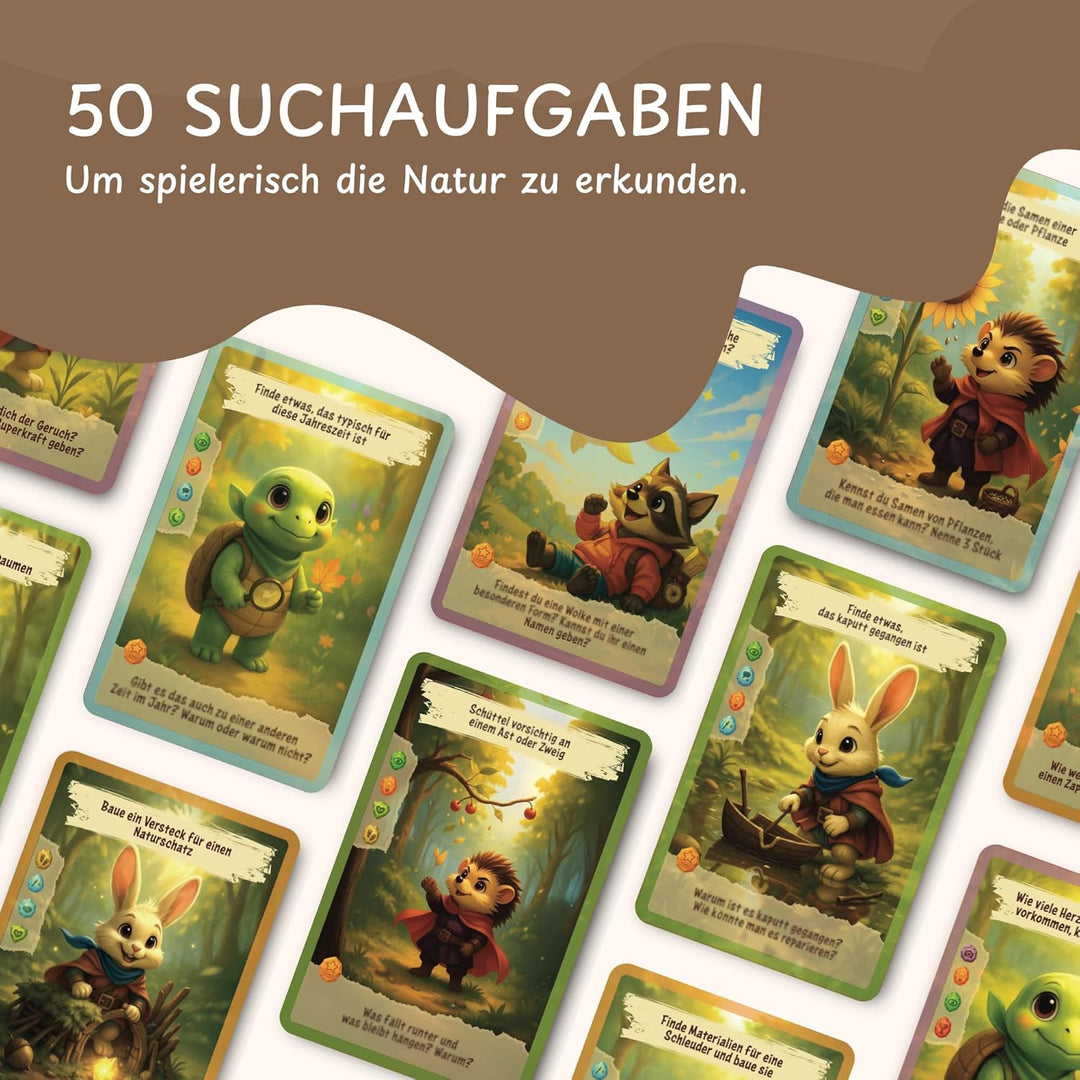 Entdeckerkarten Kinder – 50 Outdoor Suchspiel Karten Natur Entdecken – Ostergeschenk | Lernspiel & S