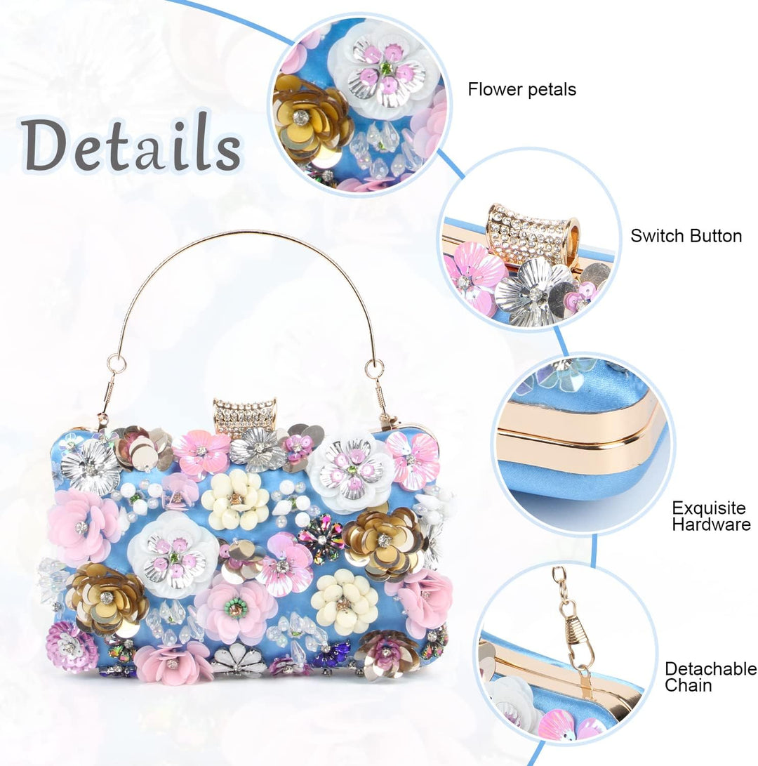 LHHMZ Damen Eleganz Blumen Abend Clutch Taschen Blumen Korn Hochzeits Einkaufstaschen Braut Schulter