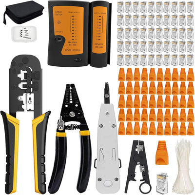 MAYLINEE Netzwerk werkzeug Set, RJ11 RJ45 Cat5 Cat6 Crimpzange Kit Kabeltester Reparatur werkzeuge,