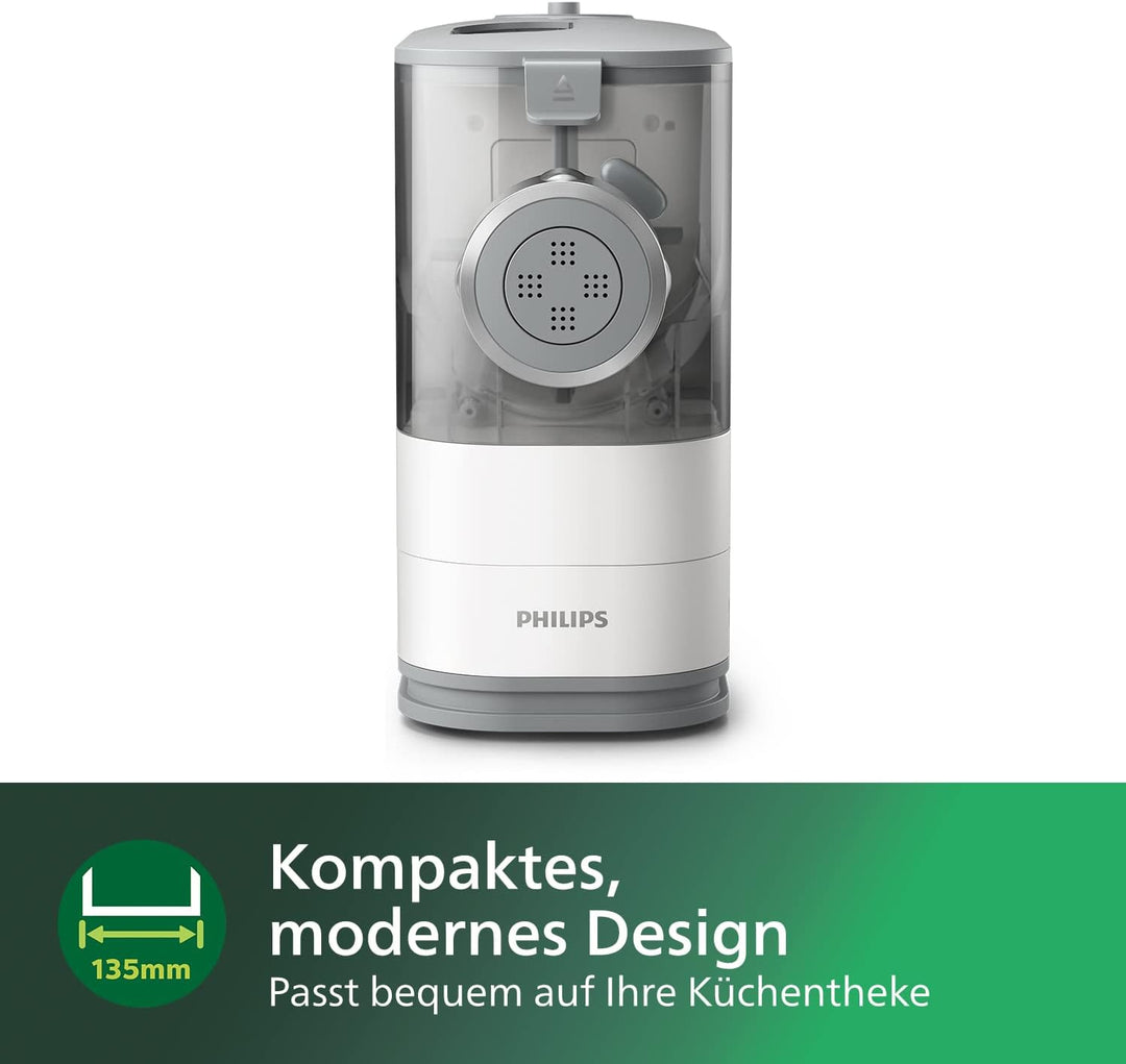 Philips Pastamaker – vollautomatisch, Wiegefunktion, 4 Formaufsätze, weiss/rauchgrau