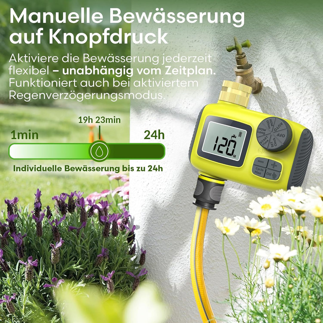 rainfactory Bewässerung Zeitschaltuhr, IPX5 wasserdicht, Water Timer, Digitale Zeitschaltuhr Wasserh