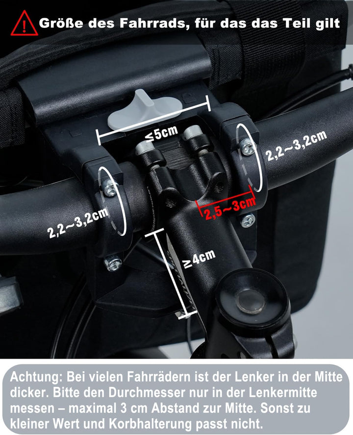 Diurwur®Fahrradkorb vorne wasserdicht Fahrrad Lenkerkorb Abnehmbarer Tragekorb Klein Einkaufskorb Pi