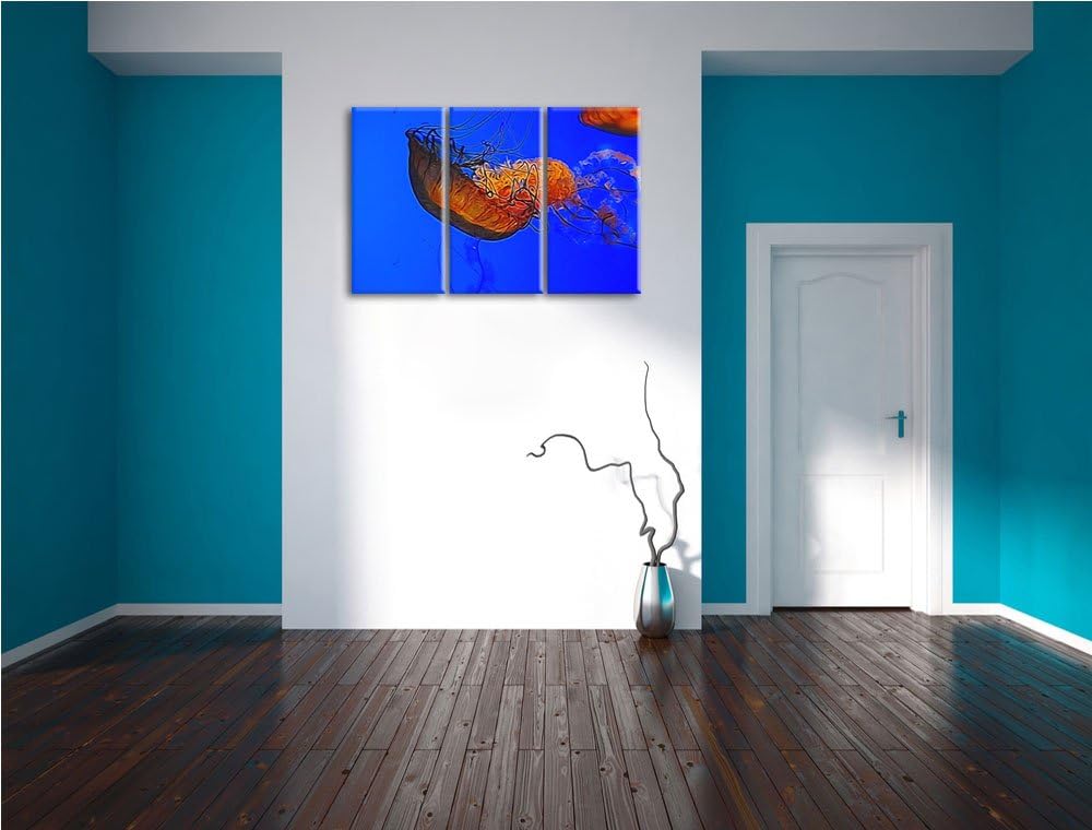 anmutige Qualle im Wasser NewArt 3-Teiler Leinwandbild 120x80 Bild auf Leinwand, XXL riesige Bilder