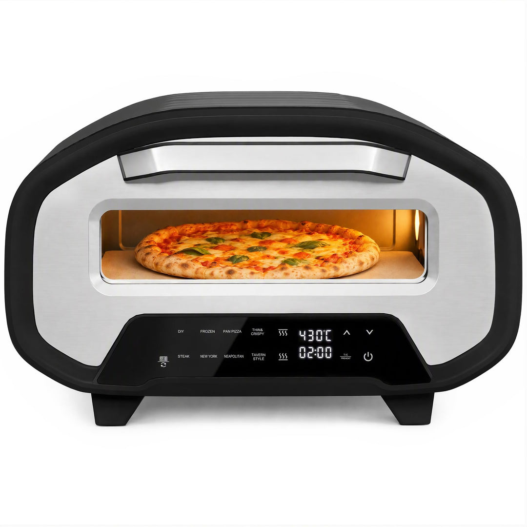 HOMCOM Pizzaofen Elektrisch 430 ℃ mit Pizzastein aus Keramik, 8 Programmen