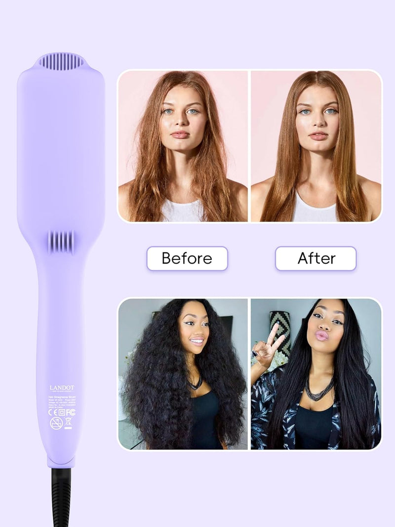 LANDOT Glättbürste Keramik Glätteisen Haarglätter Bürste: Elektrische Glättungsbürste zum Haare Glät