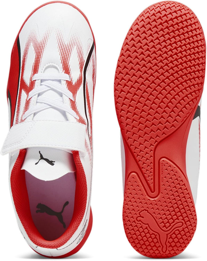 PUMA Unisex Kinder Ultra Play It V Jr Fussballschuh 30 EU Puma White Puma Black Fire Orchid, 30 EU P