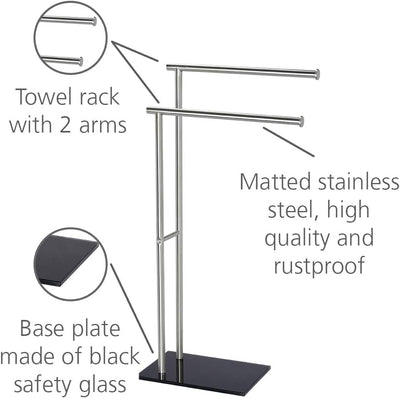 WENKO Handtuchständer Lima, Handtuchhalter freistehend, Kleiderständer, rostfreier Edelstahl, 41 x 7