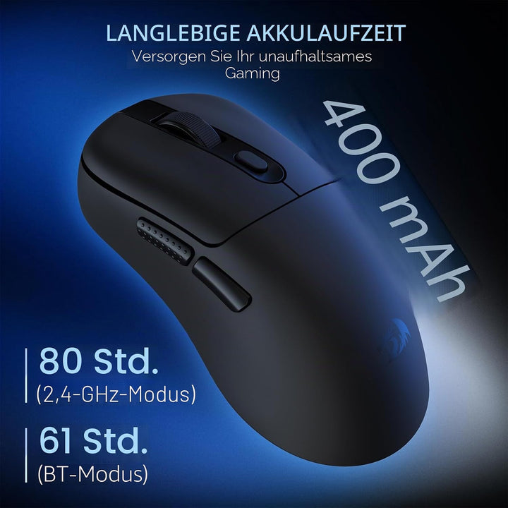 Redragon M998 - Leichte Wireless Gaming Maus mit RGB Magnet-Lade Dock, BT/2.4G Wireless/Kabelgebunde