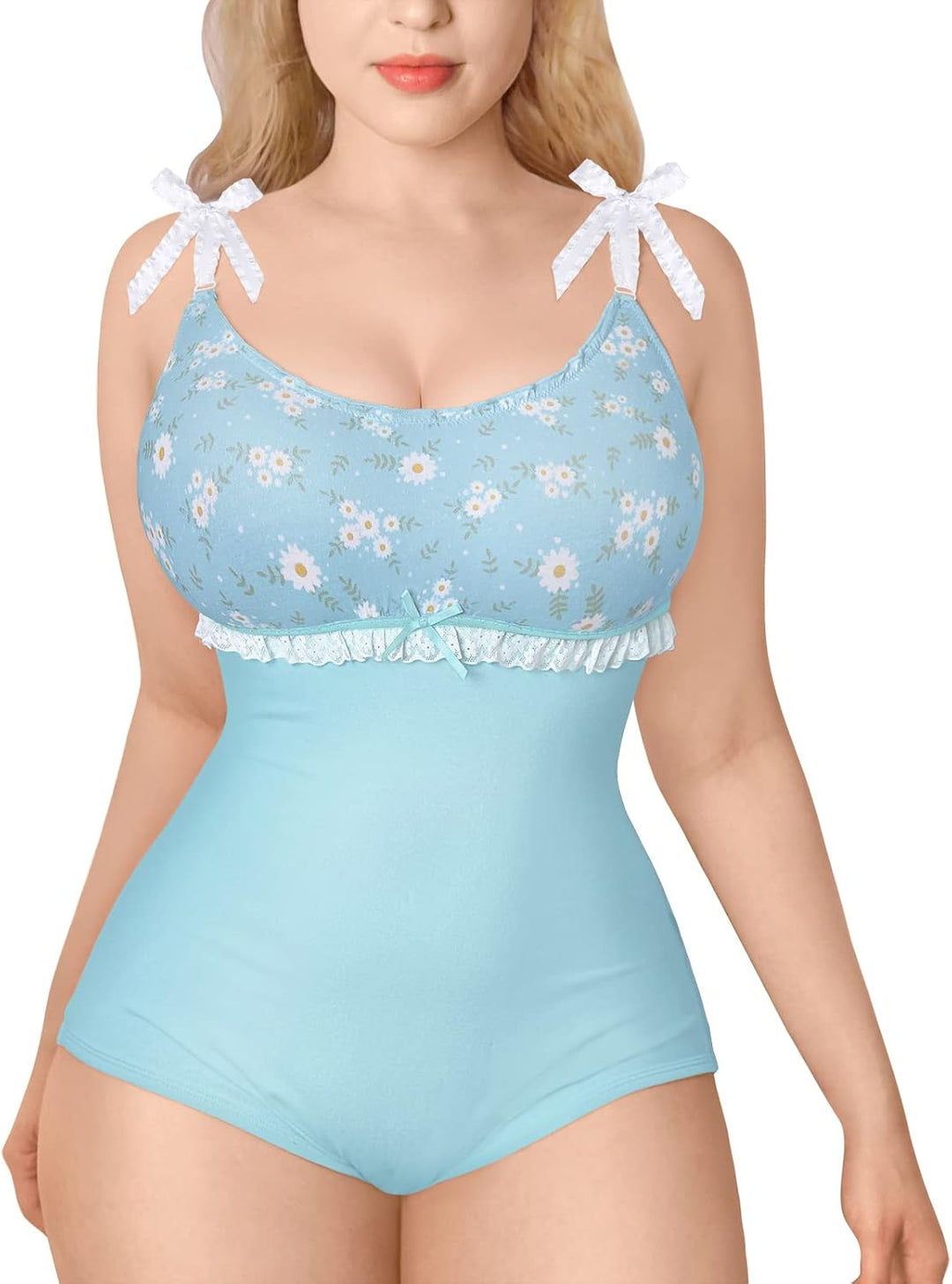 LittleForBig Baumwolle Strampler Onesie Pyjamas Bodysuit – Gänseblümchen Fresh Schleife Träger Camis