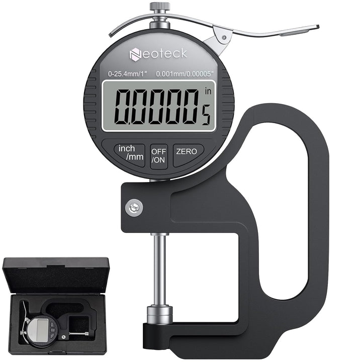 Neoteck Tragbares Digitales Dickenmessgerät 0-25,4 mm Messbereich 0,001/0,00005 '' elektronischer Mi
