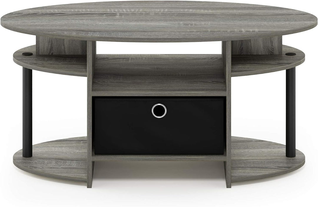 Furinno Jaya Couchtische, Beistelltisch, Französische Eiche/Schwarz/Schwarz, 89.9 (Breite) x 41.7 (H