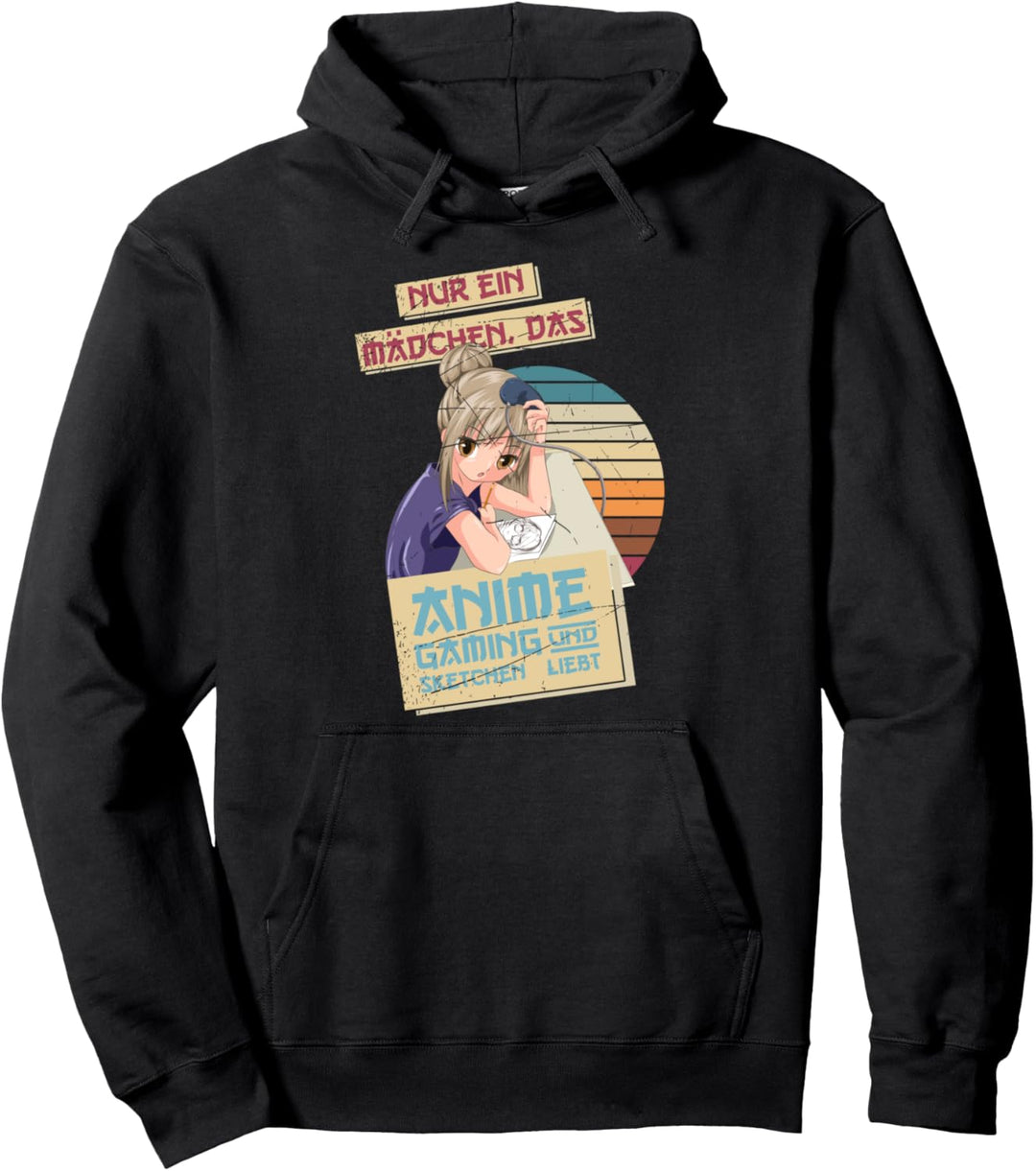 Nur ein Mädchen das Anime Gaming und Sketchen liebt Anime Pullover Hoodie